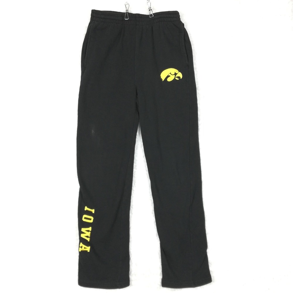 University Of Iowa Hawkeyes Womens Pants Sweatpants Black Yellow Embroidered S